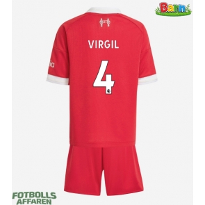 Liverpool Virgil van Dijk #4 Hemmaställ Barn 2025-26 Kortärmad (+ Korta byxor)